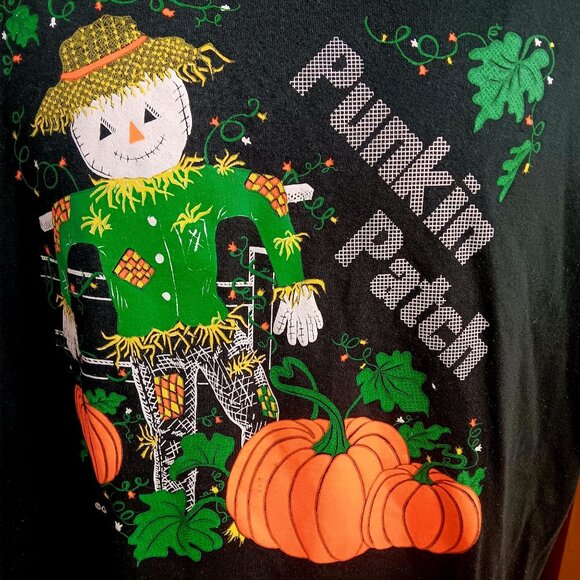 Vintage XL T-shirt Halloween "Punkin Patch 1990's Jerzees " Scarecrow Pumpkin US - Picture 3 of 6